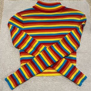 Multicolor Crop Top Turtleneck